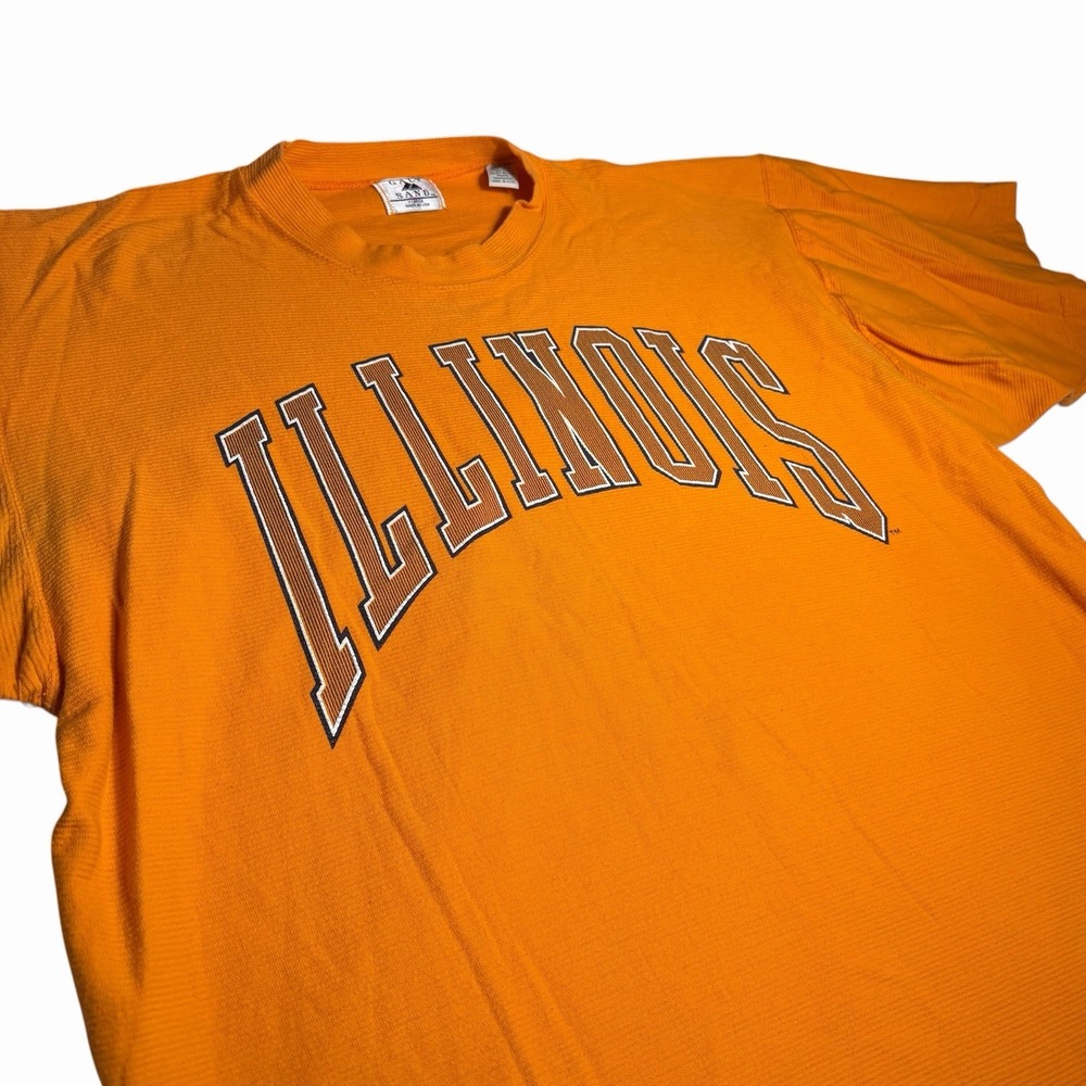 Vintage Galt Sand Illinois Fighting Illini T Shirt XL USA Made Orange College
